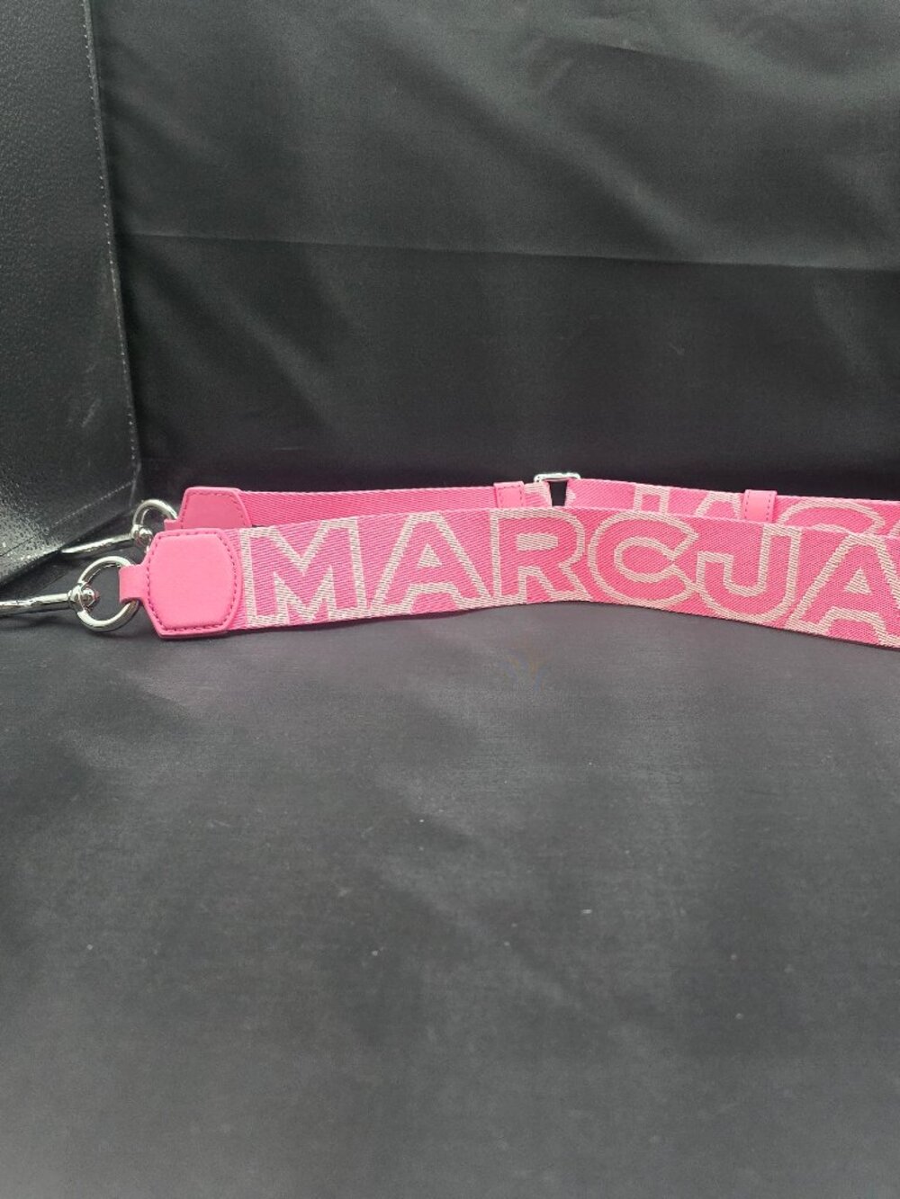 Marc Jacobs The Outline Monogram Webbing Logo Bag Strap in Petal Pink